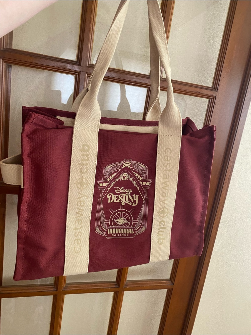 Disney Destiny Inaugural Sailings Tote - Burgundy & Cream